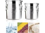 Contenitore Per Alimenti - Lattina Da 6 L - Acciaio Inox - Chiusura Ermetica Con Coperchio - Per Riso, Cereali E Fagioli - Grigio Chiaro