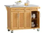 Sobuy Isola Da Cucina Su Rotelle Carrello Portavivande Carrello Da Cucina Con Piano Di Lavoro Estraibile Carrello Con Cassetti Carrello Bar Per Cucina, Sala Da Pranzo FKW69-N