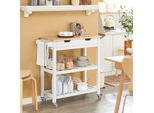 Sobuy Carrello Da Cucina Con 2 Cassetti E 2 Ripiani Carrello Portavivande Carrello Rotante Armadio Da Cucina Credenza Bianca Wd Circa 85X90X39Cm FKW68-WN