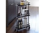 Yamazaki Home Carrello Da Cucina Con Rotelle Carrello Rotante Carrello Midway Scaffale Da Cucina In Metallo A 3 Livelli Nero 12X66X38Cm