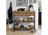 Sobuy FKW112-PF Carrello Da Cucina Carrello Per Servire Scaffale Da Cucina Isola Da Cucina Armadio Da Corridoio Credenza Tavolino Carrello Design Industriale Wd Circa: 100X93X45Cm