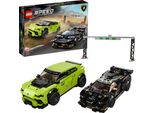 LEGO 76899 Speed Champions Lamborghini Urus ST-X & Lamborghini Huracán Super Trofeo EVO, Bausatz für Modellautos, Spielzeugautos, Rennautos