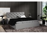 Letto Imbottito 120X200Cm Grigio Con Contenitore, Tessuto, Rete A Doghe In Metallo, Cuciture