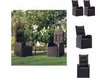 Vidaxl Sedie Da Giardino Con Cuscino 2 Pz. Regolabili In Poly Rattan Nero - Sedie Da Giardino