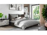 Letto Imbottito Gutto 160X200 Rete A Doghe In Metallo Tessuto Velluto Grigio Velvett Con Rete E Contenitore