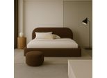Gutto Letto Imbottito Su Misura Moon Brown 180X200 Struttura A Doghe In Metallo Tessuto Boucle Teddy Di Alta Qualità Letto Con Rete E Contenitore