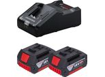 Bosch Starter Set 2X Gba 18 V / 4 Ah / 4000 Mah Batteria Agli Ioni Di Litio ( 2X 1600Z00038 ) + Gal 18V-160 Caricabatterie Professionale ( 1600A02T5G )