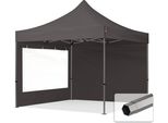 Toolport 3X3M Gazebo Pieghevole Con Laterali (Finestre Panoramiche), Premium Acciaio, Grigio Scuro