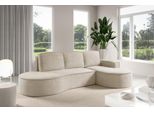 Divano Angolare Gutto Molly Di Forma Arrotondata In Tessuto Vellutato Beige - Forma Arrotondata Moderna! Nuovo 2025 (Con Funzione Letto)