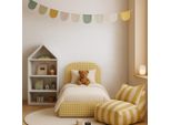 Letto Imbottito Moon Giallo 90X200 Rete A Doghe In Metallo Letto Di Alta Qualità Con Rete E Contenitore - Collezione Per Bambini