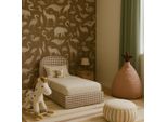 Letto Imbottito Moon Brown 90X200 Rete A Doghe In Metallo Letto Di Alta Qualità Con Rete E Contenitore - Collezione Per Bambini