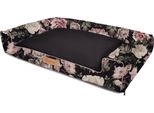 Letto Grande Per Cani Divano Per Cani Cuscino Per Cani Cesto Lavabile - Colore Nero Con Rose - Tappetino Per Cani Taglia Xxl - 118X78 Cm