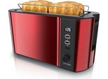 Tostapane Arendo 4 Fette, Tostapane A Fessura Lunga, Fessura Lunga, Acciaio Inox, 1500W, Display Con Indicatore Del Tempo Residuo, Piano Per Il Pane, Funzione Di Scongelamento, Alloggiamento Termoisolante, Rosso
