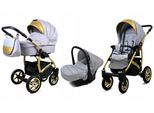 BabyLux® Gold Lux | 3in1 Kinderwagen Set | Silver | Kombikinderwagen | Kinderwagenset | Buggy +