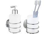 Badaccessoire-Set WENKO Turbo-Loc, silber (weiß, silberfarben), Stahl, Badaccessoires-Sets