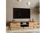 Tv Board LempääLä Lowboard 160 Cm Tavolo Tv Con 2 Ante E 2 Ripiani Gambe In Metallo Rovere Rustico / Antracite