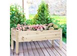 Costway Cassetta Per Fioriera A Letto Rialzato Caricabile Fino A 100Kg, Vaso Da Fiori Letto Per Erbe Aromatiche In Legno Di Abete, Letto Di Coltivazione In Giardino 120X43,5X51Cm