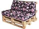 Cuscini Per Pallet 120 X 80 Set Di 2 Pezzi Per Mobili In Pallet Impermeabili Cuscini Per Euro Pallet Eu Divano Per Pallet Trapuntato Completamente Nero Con Rose