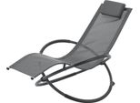 Lettino A Dondolo Pulsano 166 X 74 X 86 Cm Lettino Da Giardino Lettino Da Sole Lettino Relax Con Cuscino Per La Testa Struttura In Alluminio Fino A 150 Kg Grigio Scuro