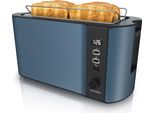 Tostapane Arendo 4 Fette, Tostapane A Fessura Lunga, Fessura Lunga, Acciaio Inox, 1500W, Display Con Indicatore Del Tempo Residuo, Piano Per Il Pane, Funzione Di Scongelamento, Alloggiamento Termoisolante, Blu