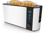Tostapane Arendo 2 Fette, Tostapane A Fessura Lunga, Fessura Lunga, Acciaio Inox, 1000W, Display Con Indicatore Del Tempo Residuo, Attacco Per Panini, Funzione Di Scongelamento, Alloggiamento Termoisolante, Bianco Opaco