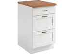 Unterschrank Home Affaire "Teramo", Weiß, Honig, B:50Cm H:85Cm T:60Cm, Massivholz, SchräNke, Unterschrank, Breite 50 Cm, Mit 3 SchubkäSten