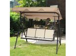Costway Altalena Hollywood A 3 Posti Altalena Da Giardino Con Tettuccio Parasole Marrone