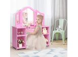Costway 2 In 1 Tavolo Da Toilette Per Bambini Con Specchio Rimovibile, Tavolo Da Toilette Per Ragazze Con Scomparti Aperti, Tavolo Da Toilette In Legno, Cassettiera Per Il Trucco (Rosa)