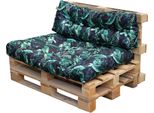 Cuscini Per Pallet 120 X 80 Set Di 2 Pezzi Per Mobili In Pallet Impermeabili Cuscini Per Euro Pallet Eu Divano Per Pallet Trapuntato Completamente Nero Con Foglie Verdi