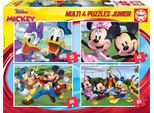 Educa BorráS-Multi 4 Junior Puzzle Da 20, 40, 60 E 80 Pezzi, Topolino E I Suoi Amici, Dai 5 Anni (18627) Educa