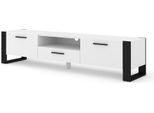 Porta Tv Nuka 200 Cm Mobile Basso Tavolo Tv Credenza Cassettiera Tavolo Hi-Fi Bianco