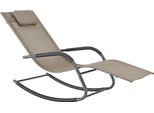 Lettino A Dondolo Caracena 147X63X89Cm Lettino Da Sole Fino A 120Kg Lettino A Dondolo Beige