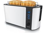 Tostapane Arendo 4 Fette, Tostapane A Fessura Lunga, Fessura Lunga, Acciaio Inox, 1500W, Display Con Indicatore Del Tempo Residuo, Attacco Per Panini, Funzione Di Scongelamento, Alloggiamento Termoisolante, Bianco