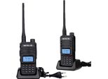 Retevis RT85 Dual Band Radio, Radio Ricetrasmittente A Lunga Portata 2 M/70 Cm, Radio Fm Dtmf A 200 Canali, Radio Amatoriale Ricaricabile Da 1400 Mah Con Allarme Di Emergenza Per Sicurezza, Cantiere (Nero, 2 Pz)