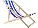 Sdraio Woodok In Legno Di Faggio Sedia Da Spiaggia Sdraio Per Spiaggia, Giardino, Balcone E Terrazza Sdraio Pieghevole Fino A 120 Kg Blu/Bianco