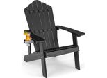 Costway Sedia Adirondack Con Portabicchieri, Sedia Da Giardino Resistente Alle Intemperie, Poltrona Da Giardino In Plastica, Sedia Da Esterno Per Giardino, Terrazza, Portata 170 Kg (Nero)