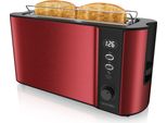 Tostapane Arendo 2 Fette, Tostapane A Fessura Lunga, Fessura Lunga, Acciaio Inox, 1000W, Display Con Indicatore Del Tempo Residuo, Piano Per Il Pane, Funzione Di Scongelamento, Alloggiamento Termoisolante, Rosso
