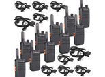 Retevis RB635 Set Radio A Doppia Banda Con Auricolare Vox Pmr Radio Bidirezionale Con Torcia Per Supermercati Scolastici (Nero, 10 Pz)