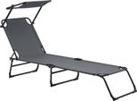 [Lettino Pieghevole 190Cm Grigio Scuro Con Tetto Lettino Relax In Acciaio