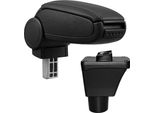 Bracciolo Centrale [Pro.Tec]® Personalizzato - Nero Con Cuciture Nere - Bracciolo Specifico Per Il Veicolo Con Vano Portaoggetti - Rivestito In Pelle Finta
