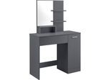Tavolino Da Toilette Con Specchio Armadietto E Cassetto Tavolino Da Toilette 138 X 90 X 38 Cm Tavolino Da Toilette Con Ripiani In Truciolato Grigio Scuro [En.Casa]
