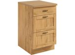 Unterschrank Home Affaire "Teramo", Natur, B:50Cm H:85Cm T:60Cm, Massivholz, SchräNke, Unterschrank, Breite 50 Cm, Mit 3 SchubkäSten