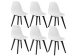 [6X Sedia Di Design 83 X 54 X 48Cm Sedia Da Sala Da Pranzo Bianca E Nera In Plastica In Stile Scandinavo Con Protezione Per Il Pavimento