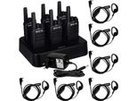 Retevis RT668 Radio Ricetrasmittente Con Auricolare, Radio PMR446 Con Caricatore A 6 Vie, 1200 Mah, Vox, Batteria Radio Ricaricabile Per Scuola, Fabbrica, Cantiere, Bar (Confezione Da 6, Nero)