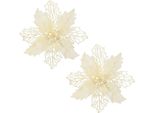 Springos Fiore Di Stella Di Natale Artificiale 14 X 16 Cm Semitrasparente Crema