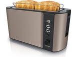 Tostapane Arendo 4 Fette, Tostapane A Fessura Lunga, Fessura Lunga, Acciaio Inox, 1500W, Display Con Indicatore Del Tempo Residuo, Attacco Per Panini, Funzione Di Scongelamento, Alloggiamento Termoisolante, Bronzo