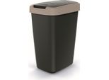 Cestino Per Rifiuti 12L Con Coperchio Keden Compacta Q Nero Con Bordo Marrone Chiaro