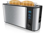 Tostapane Arendo 2 Fette, Tostapane A Fessura Lunga, Fessura Lunga, Acciaio Inox, 1000W, Display Con Indicatore Del Tempo Residuo, Piano Per Il Pane, Funzione Di Scongelamento, Alloggiamento Termoisolante, Argento