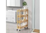 Carrello Da Cucina PyhäJoki Su Rotelle Carrello Da Portata In Bambù Carrello Portaoggetti 96 X 60 X 18 Cm Carrello Portaoggetti Naturale