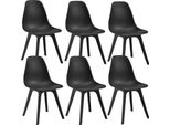 [6X Sedia Di Design 83 X 54 X 48Cm Sedia Da Sala Da Pranzo Nera In Plastica In Stile Scandinavo Con Protezione Per Il Pavimento